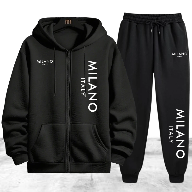 Quality Winter Clothing - Kaliteli erkek eşofman rahat fermuarlı kapüşonlu