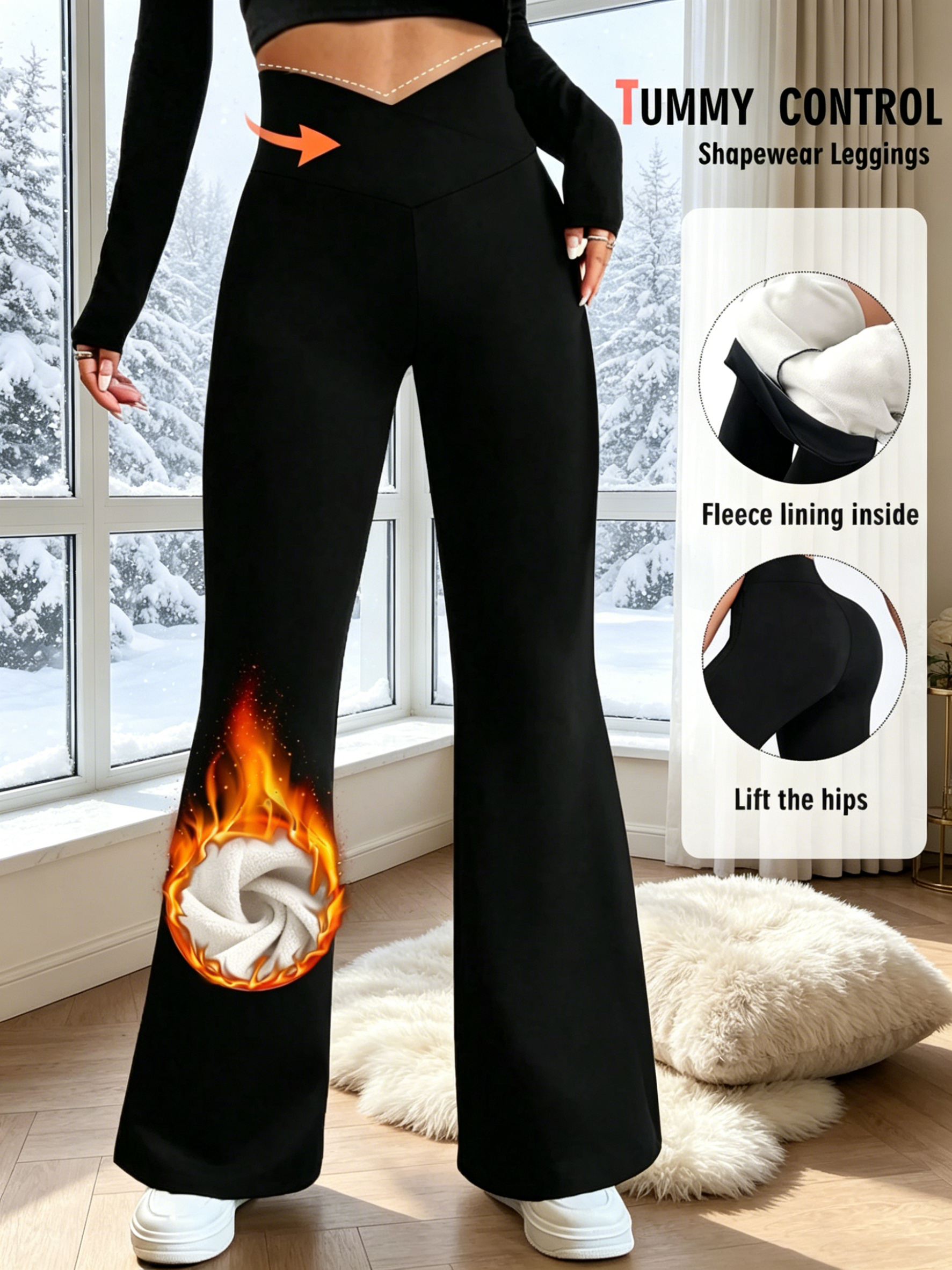 Winter Yoga Clothing - Bayanlar kışlık kadife detaylı çan paça