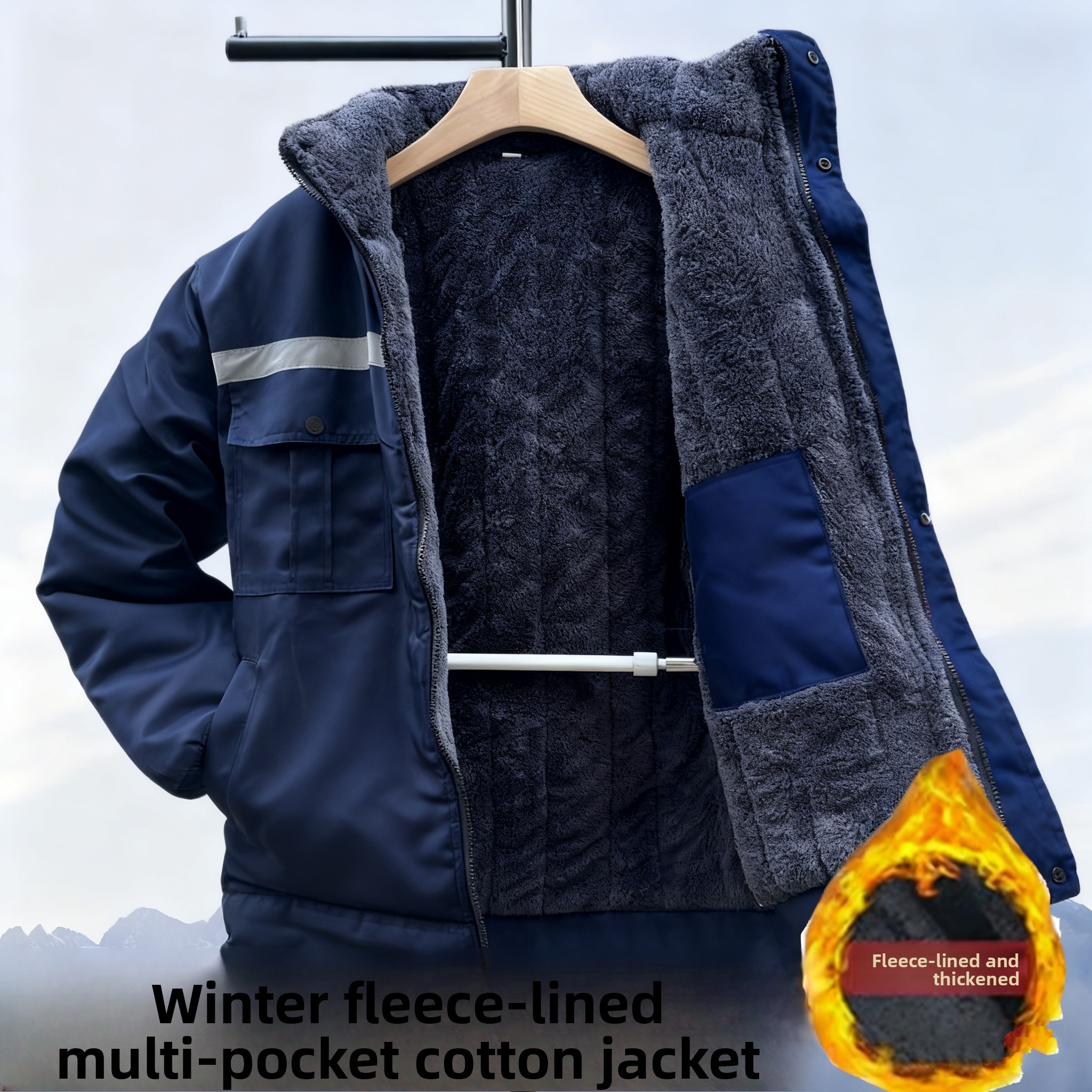 Winter Clothing Line - Kalınlaştırılmış Kışlık Pamuklu Ceket, Polar Astarlı,