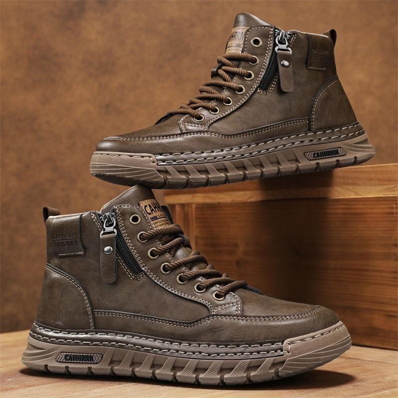Winter Clothing Material - Erkek Deri Yüksek Top yarım çizmeler