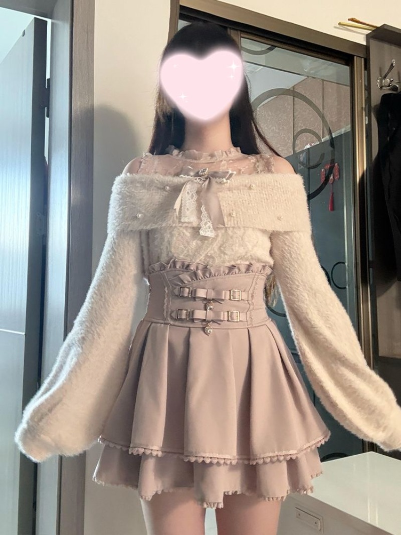 Winter Clothing Line - Japon Tarzı Tatlı Lolita Omuz Açık