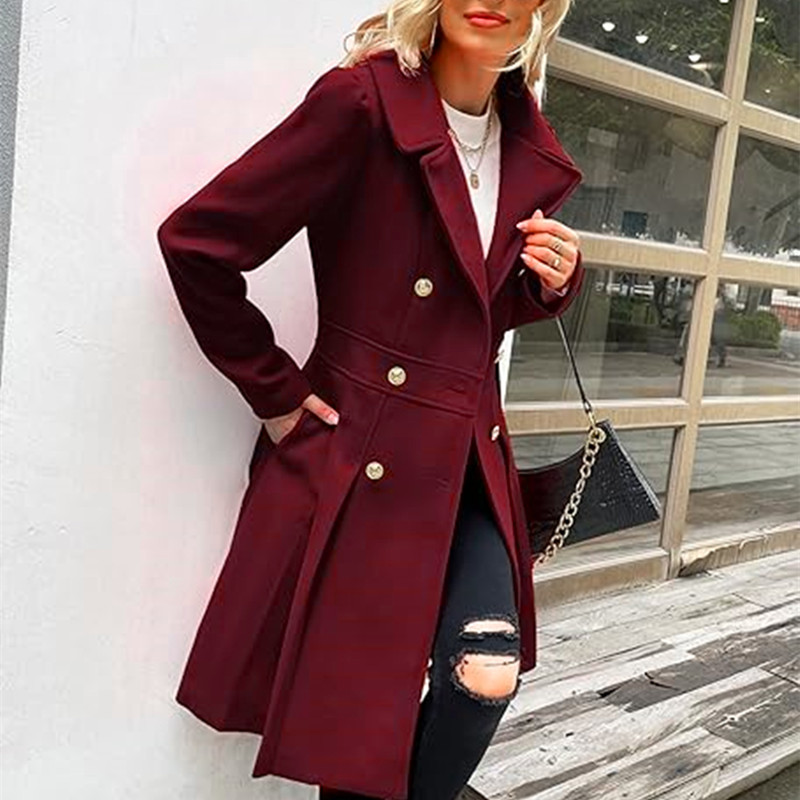Winter Clothing Line - Kış Yünlü kadın Trençkot Etek Kruvaze