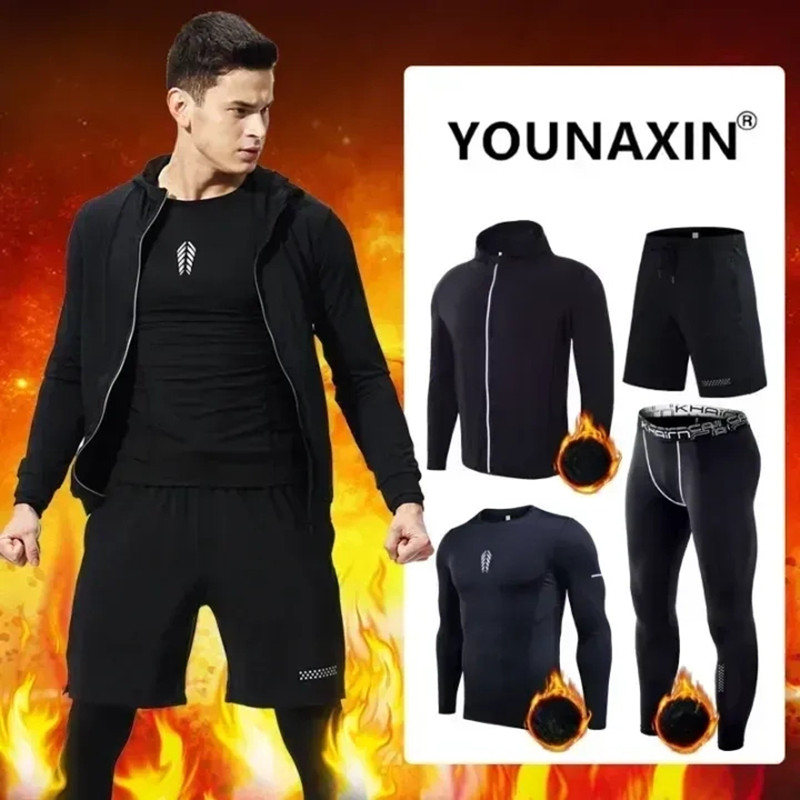 Winter Yoga Clothing - 4 parçalı erkek spor giyim seti