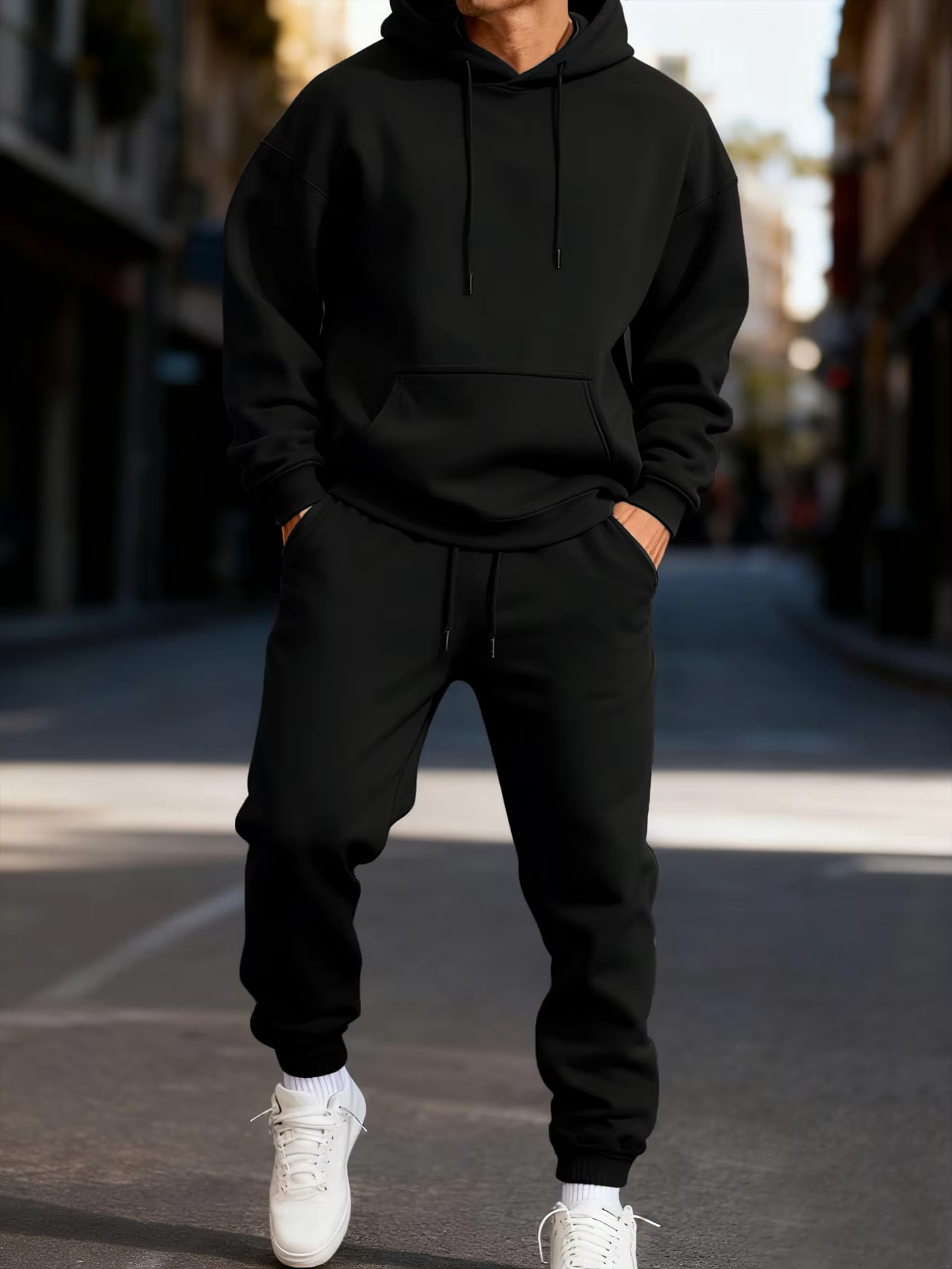 Winter Clothes - Erkek Kapüşonlu Takım Kışlık Düz Renk