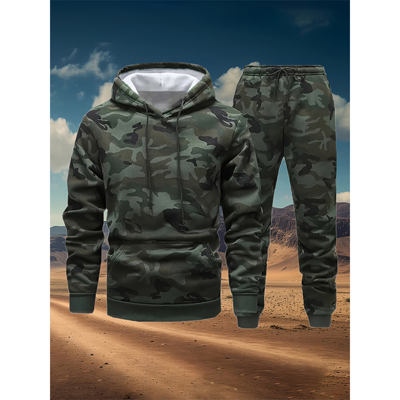 Winter Clothing Usa - Sonbahar Kamuflaj 3D Baskı Kapüşonlu Üstler