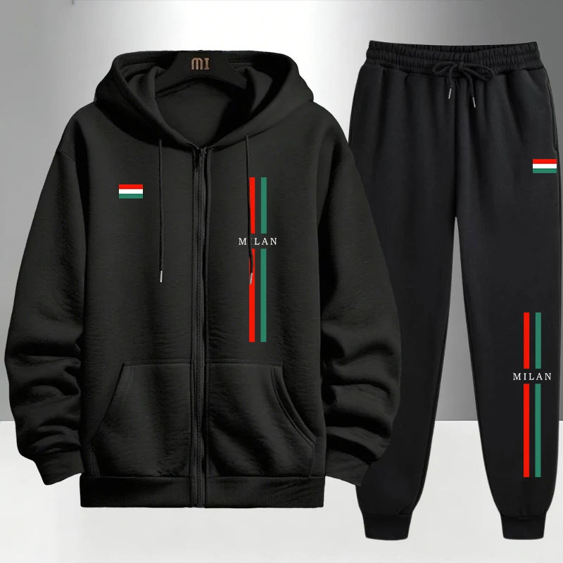 Winter Clothes - 2026 İtalya Baskılı Erkek Takımı Fermuarlı